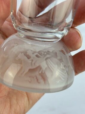 Vtg- Gillinder & Sons Spooner Glasses set of 4/Frosted Fox Hunt Base-RARE 1870s